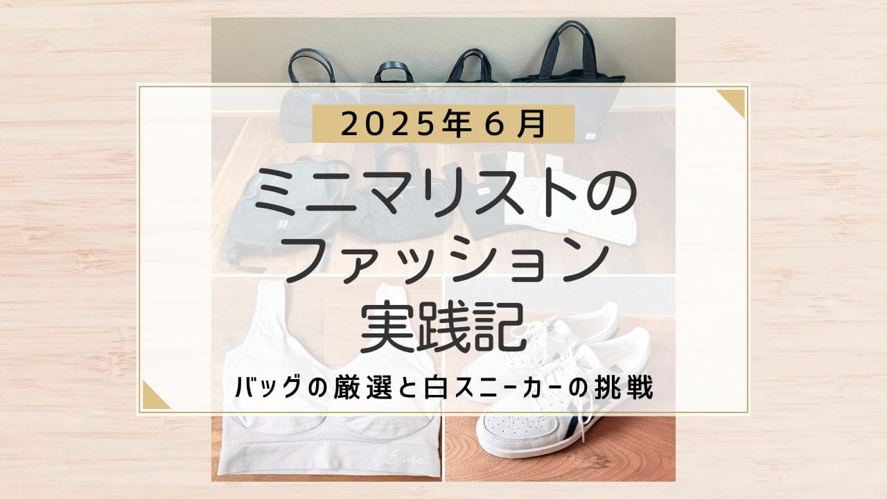 2025年６月ミニマリストのファッション実践記〜バッグ厳選と白スニーカーの挑戦〜