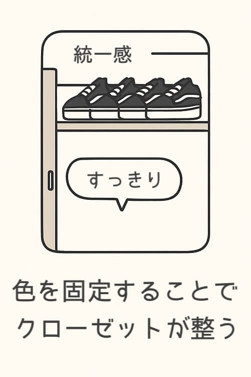 靴の色を固定することでクローゼットが整う