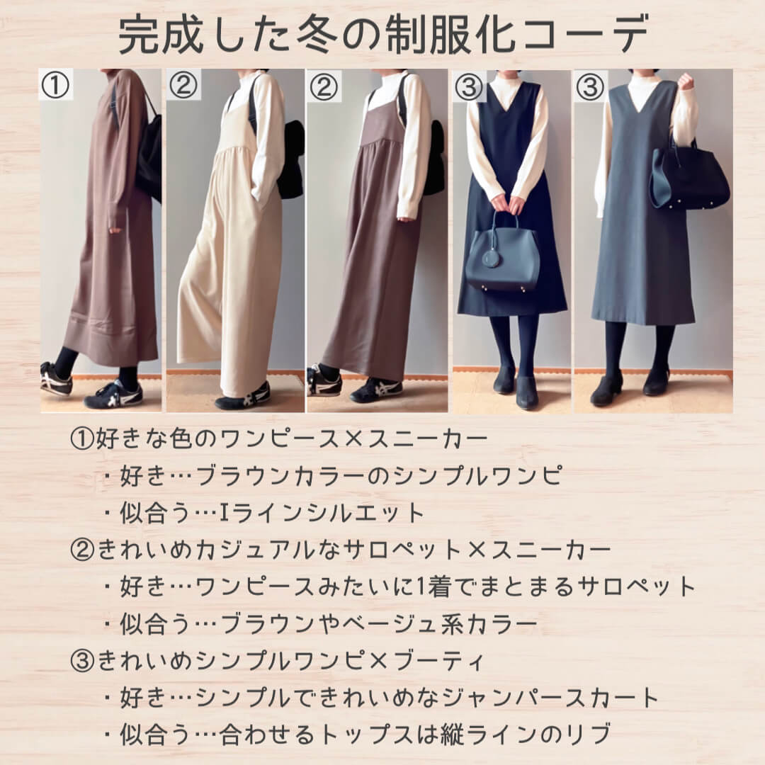 完成した冬の制服化コーデ