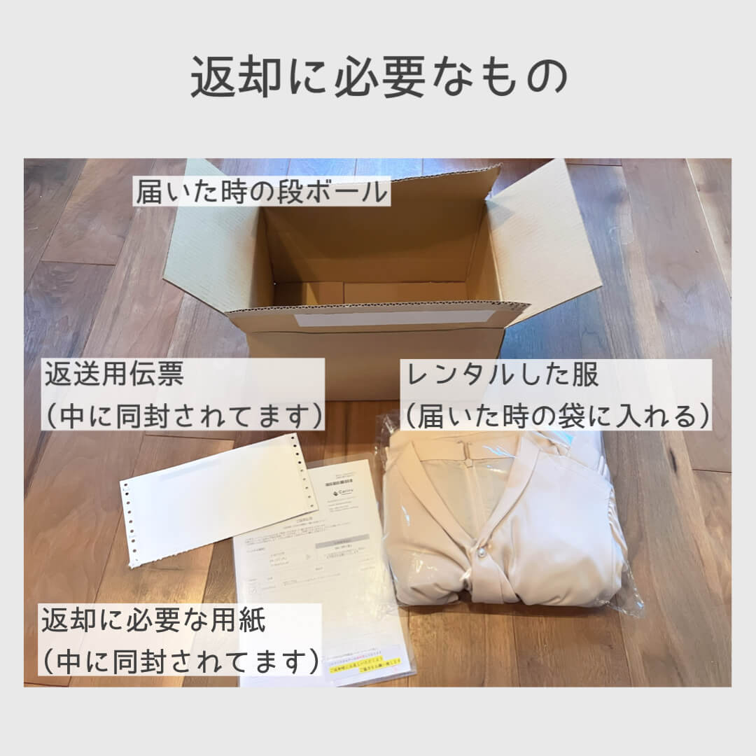 Cariru体験談:返却に必要なもの