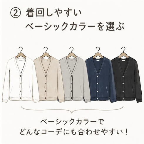 ②着回しやすいベーシックカラーを選ぶ